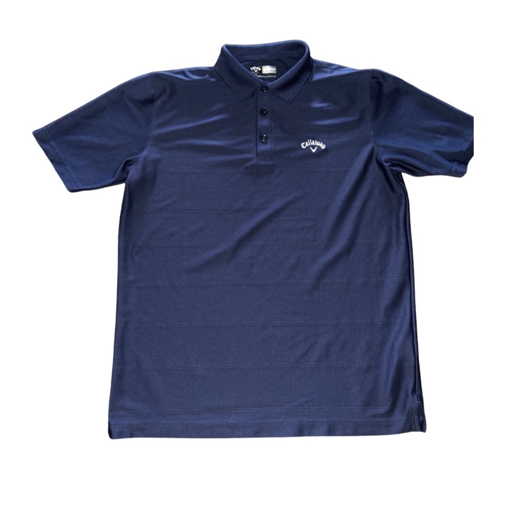 Callaway Navy Blue 3 Button Golf Polo: Men’s Medium: Moisture Wicking: GUC